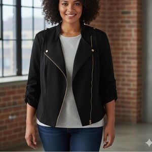 Torrid Black Blazer with Gold Zipper